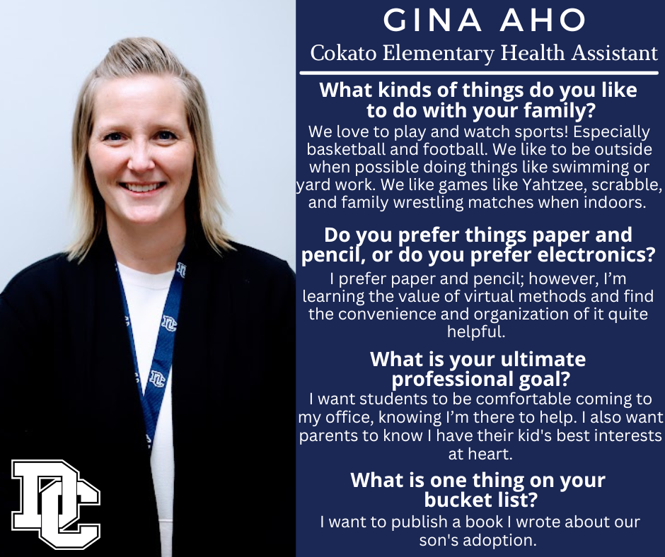 This week's classroom spotlight features Health Assistant, Gina Aho